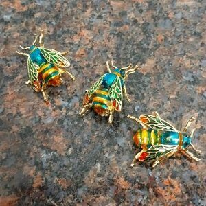 3 Enameled Scatter Pins...EUC